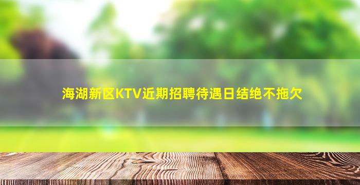 海湖新区KTV近期招聘待遇日结绝不拖欠